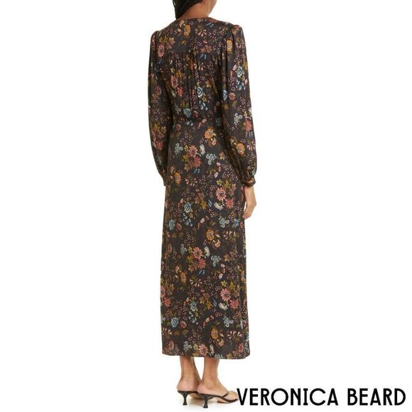 Veronica Beard **NWT** Terina Floral Stretch Silk Black Floral Multi Dress - Picture 7 of 11